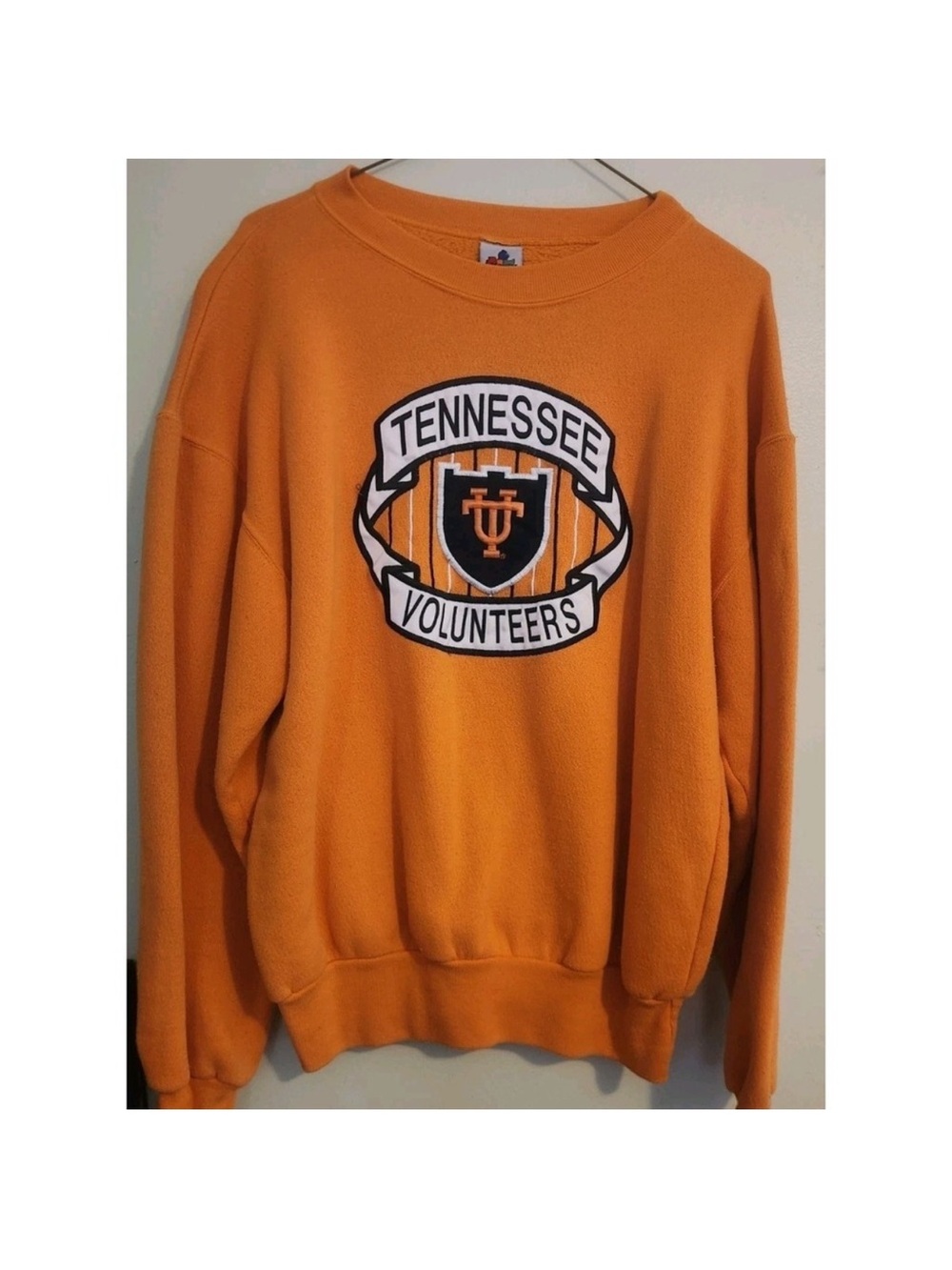 Vintage UT Vols Volunteers SEC Crewneck Orange Embroidered Large USA Made UTK